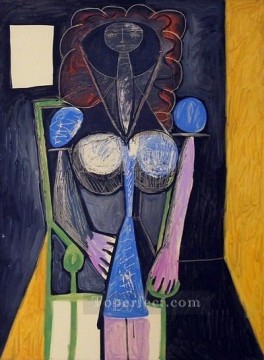 Mujer en un sillón cubista de 1946 Pablo Picasso Pinturas al óleo